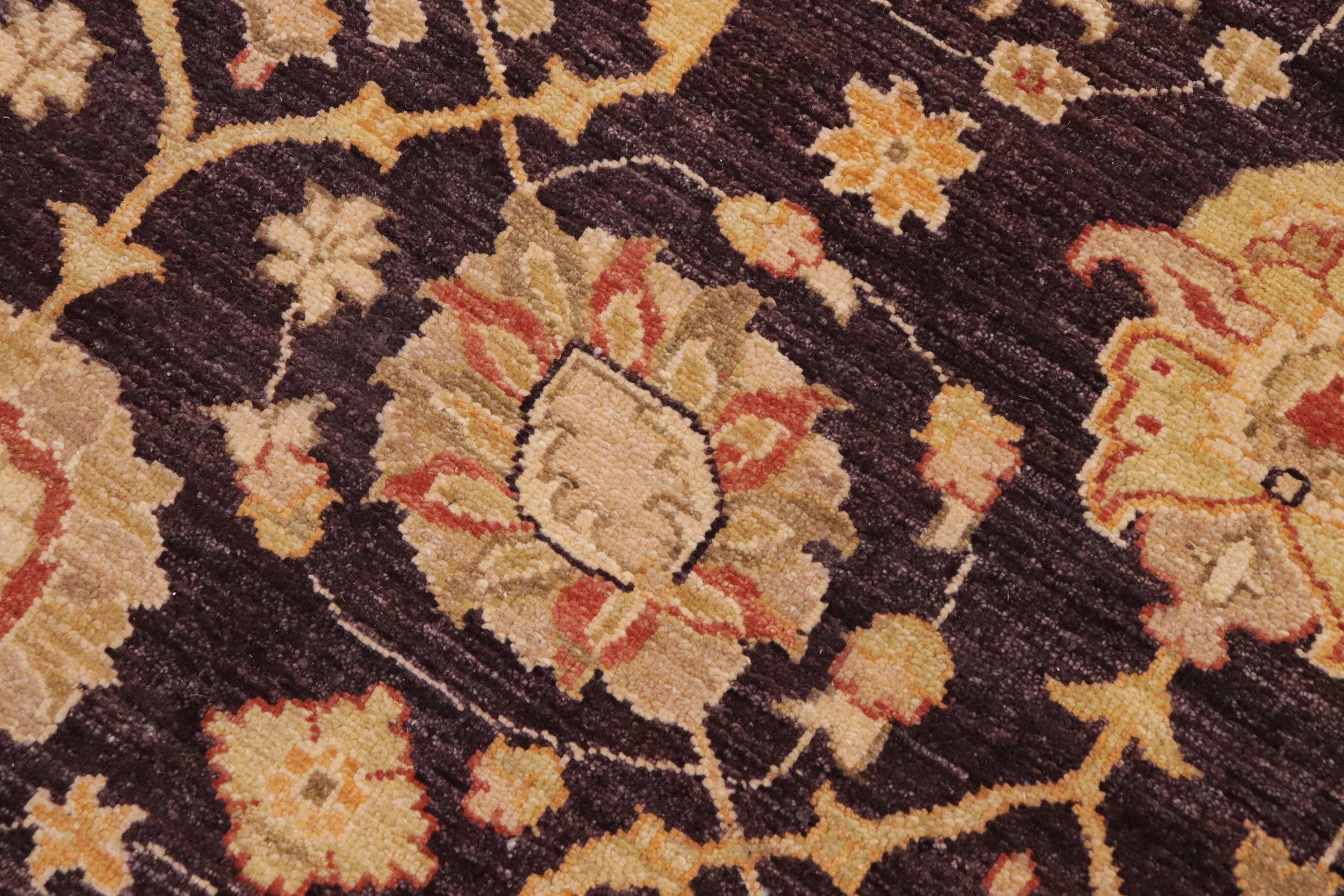handmade Transitional Kafkaz Purple Lt. Tan Hand Knotted RECTANGLE 100% WOOL area rug 9' x 12'