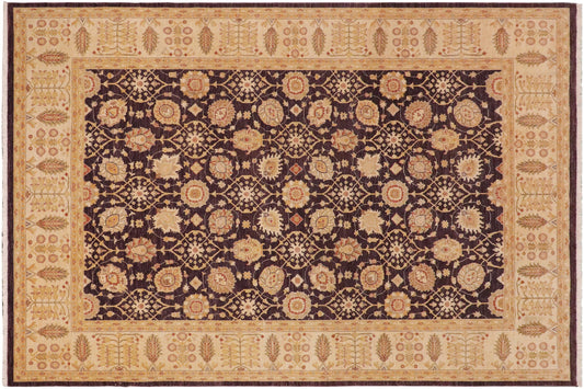 handmade Transitional Kafkaz Purple Lt. Tan Hand Knotted RECTANGLE 100% WOOL area rug 9' x 12'