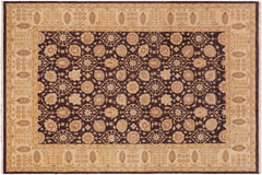handmade Transitional Kafkaz Purple Lt. Tan Hand Knotted RECTANGLE 100% WOOL area rug 9' x 12'