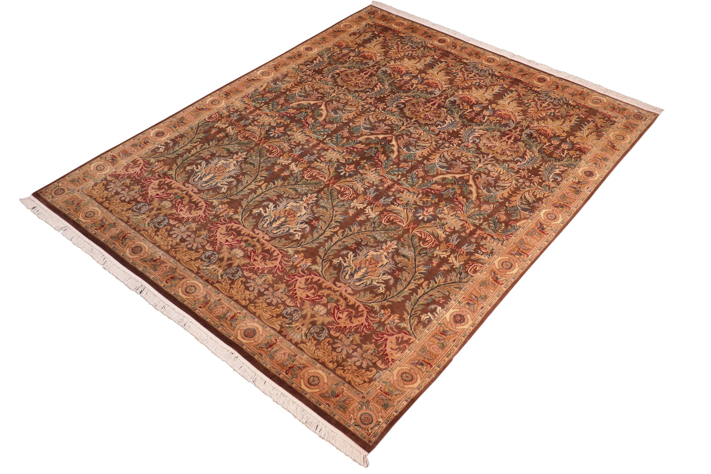 handmade Transitional Imran Brown Gold Hand Knotted RECTANGLE 100% WOOL area rug 8x11