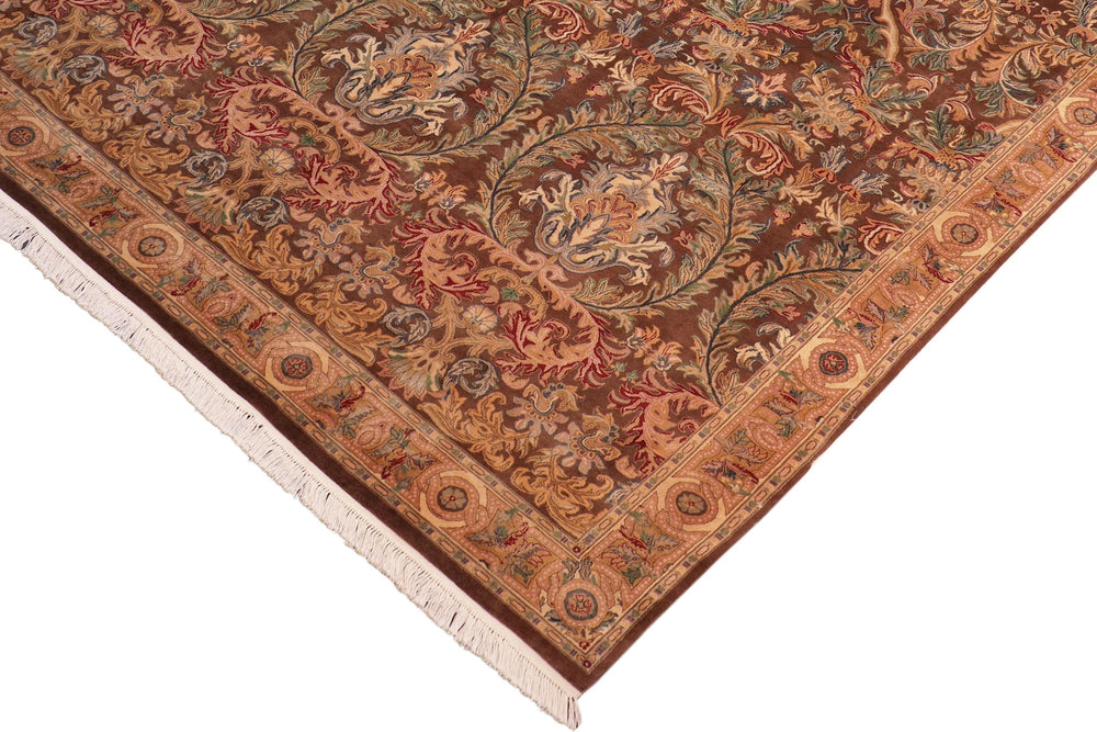 handmade Transitional Imran Brown Gold Hand Knotted RECTANGLE 100% WOOL area rug 8x11