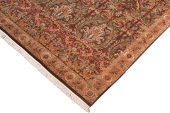 handmade Transitional Imran Brown Gold Hand Knotted RECTANGLE 100% WOOL area rug 8x11
