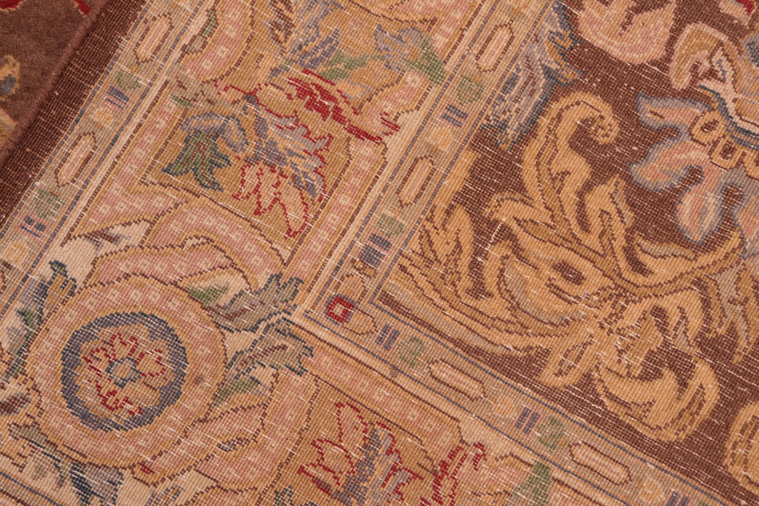 handmade Transitional Imran Brown Gold Hand Knotted RECTANGLE 100% WOOL area rug 8x11