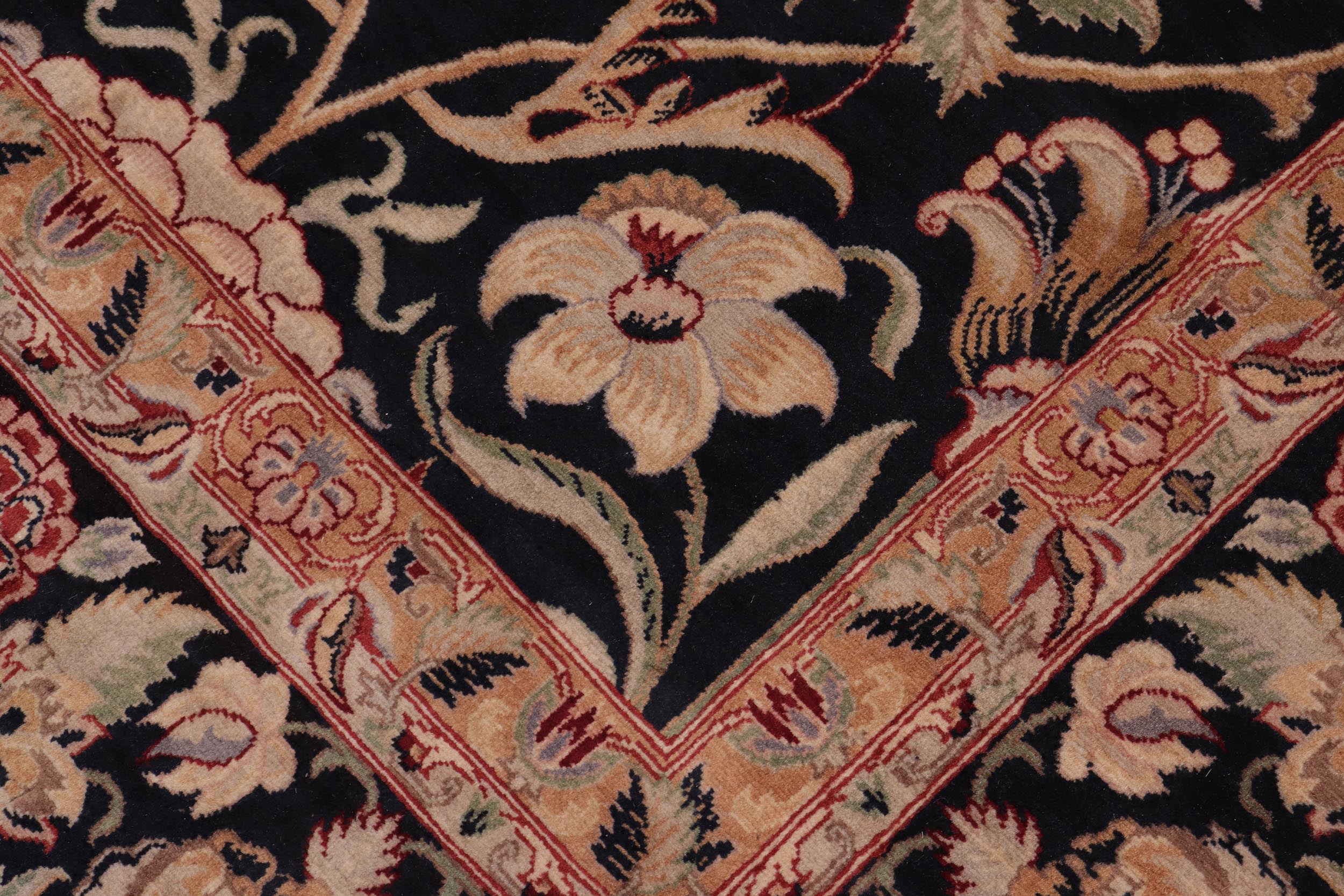 handmade Transitional Lily Black Green Hand Knotted RECTANGLE 100% WOOL area rug 8x10