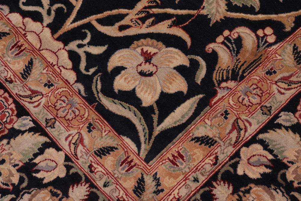 handmade Transitional Lily Black Green Hand Knotted RECTANGLE 100% WOOL area rug 8x10