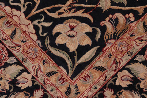 handmade Transitional Lily Black Green Hand Knotted RECTANGLE 100% WOOL area rug 8x10