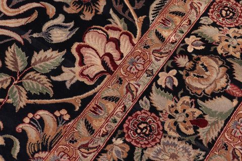 handmade Transitional Lily Black Green Hand Knotted RECTANGLE 100% WOOL area rug 8x10