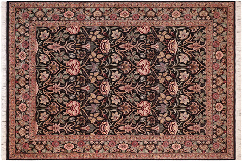 handmade Transitional Lily Black Brown Hand Knotted RECTANGLE 100% WOOL area rug 8x10