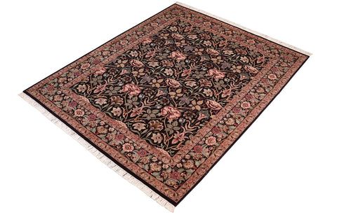 handmade Transitional Lily Black Brown Hand Knotted RECTANGLE 100% WOOL area rug 8x10