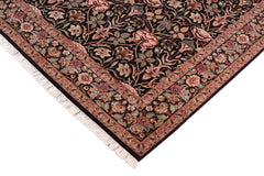 handmade Transitional Lily Black Brown Hand Knotted RECTANGLE 100% WOOL area rug 8x10