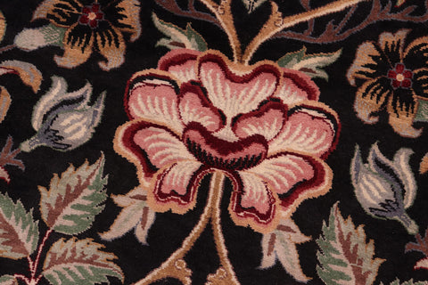 handmade Transitional Lily Black Brown Hand Knotted RECTANGLE 100% WOOL area rug 8x10