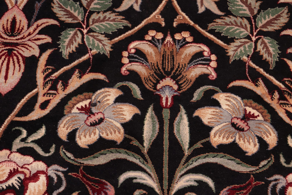handmade Transitional Lily Black Brown Hand Knotted RECTANGLE 100% WOOL area rug 8x10