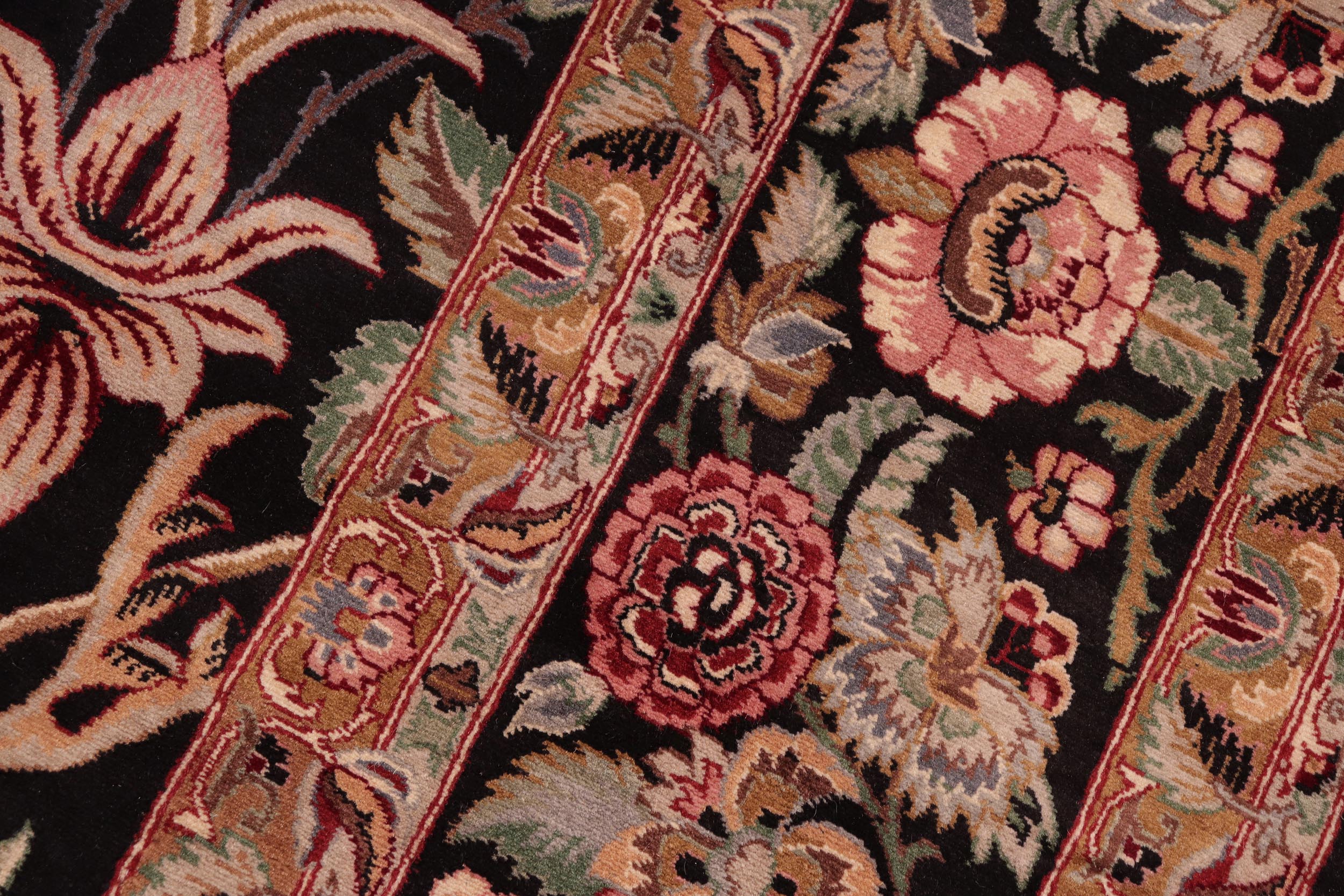 handmade Transitional Lily Black Brown Hand Knotted RECTANGLE 100% WOOL area rug 8x10