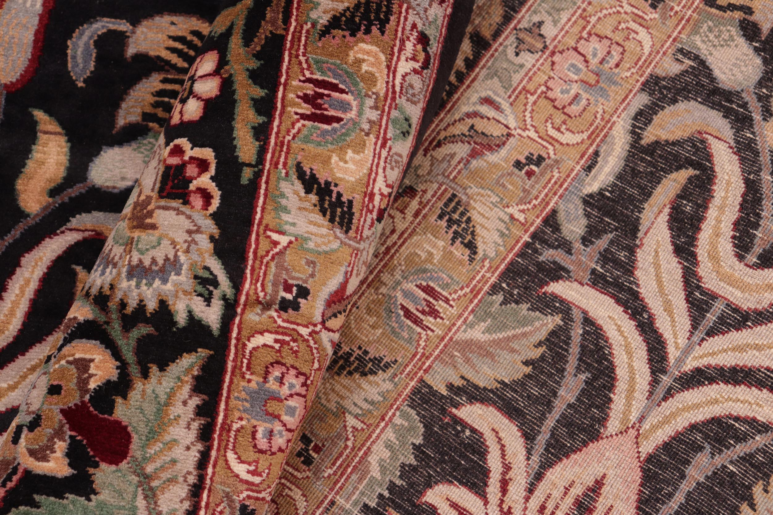 handmade Transitional Lily Black Brown Hand Knotted RECTANGLE 100% WOOL area rug 8x10