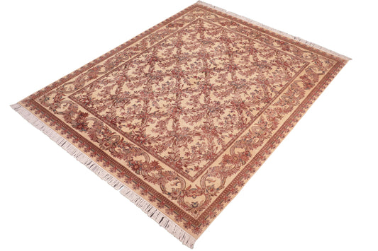 handmade Transitional Basan Beige Brown Hand Knotted RECTANGLE 100% WOOL area rug 8x10