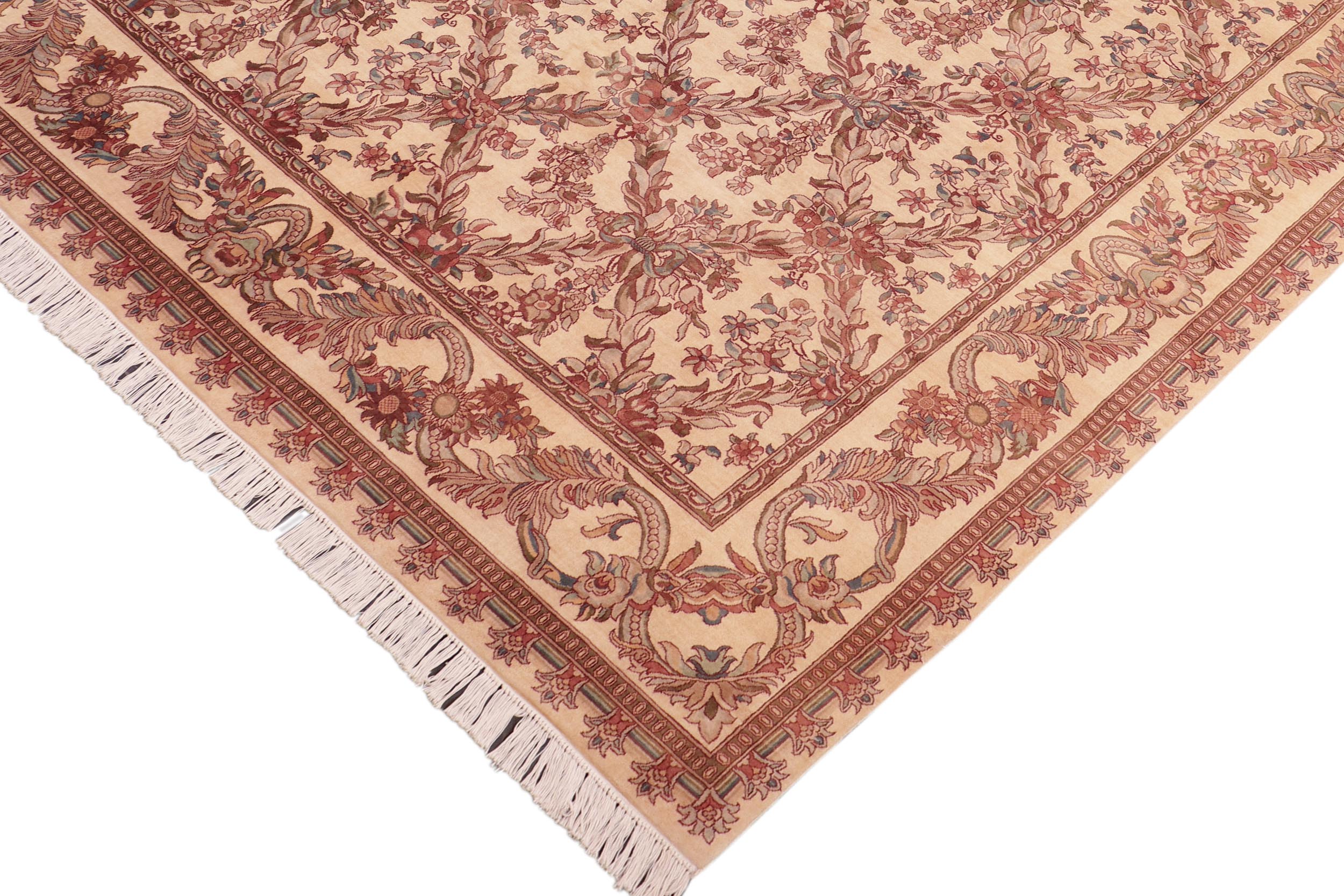 handmade Transitional Basan Beige Brown Hand Knotted RECTANGLE 100% WOOL area rug 8x10