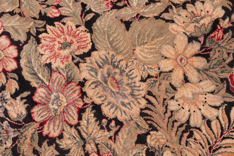 handmade Transitional Abusson Black Gray Hand Knotted RECTANGLE 100% WOOL area rug 8x11
