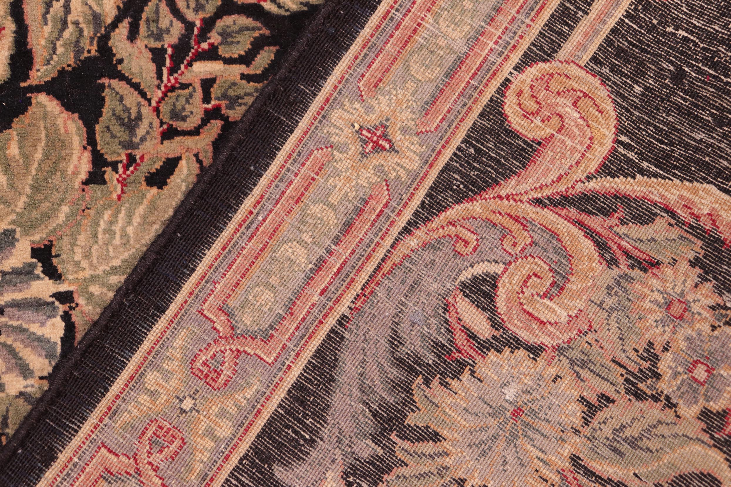 handmade Transitional Abusson Black Gray Hand Knotted RECTANGLE 100% WOOL area rug 8x11