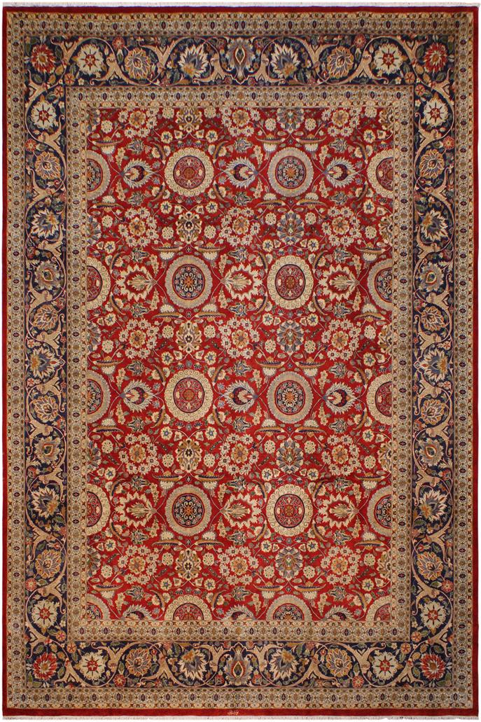 Traditional Agra Tabriz Dannie Rust  Hand Knotted Area rugs 9 x 12