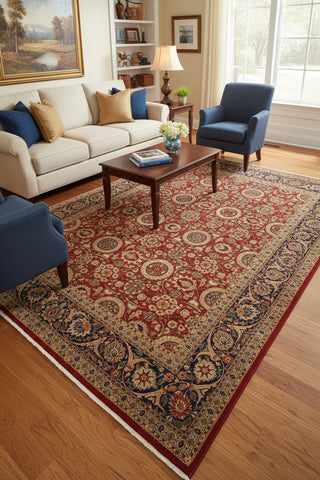 handmade Transitional Agra Tabriz Rust  Hand Knotted RECTANGLE 100% WOOL area rug 9x12
