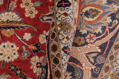 handmade Transitional Agra Tabriz Rust  Hand Knotted RECTANGLE 100% WOOL area rug 9x12