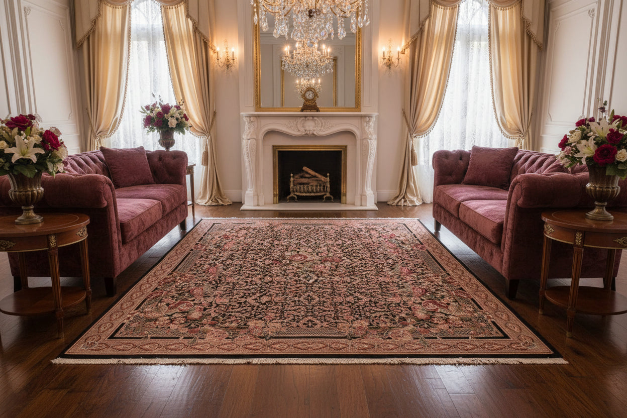 handmade Traditional Rasmi Romal Black Brown Hand Knotted RECTANGLE 100% WOOL area rug 8x11