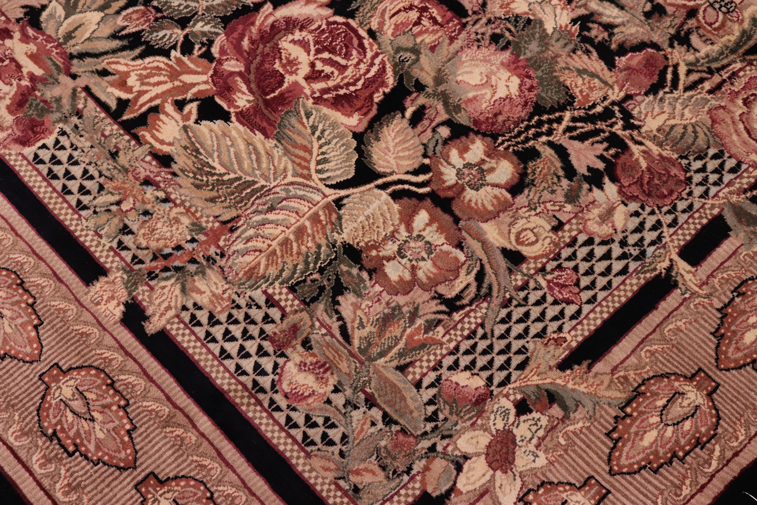 handmade Traditional Rasmi Romal Black Brown Hand Knotted RECTANGLE 100% WOOL area rug 8x11