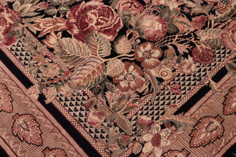 handmade Traditional Rasmi Romal Black Brown Hand Knotted RECTANGLE 100% WOOL area rug 8x11