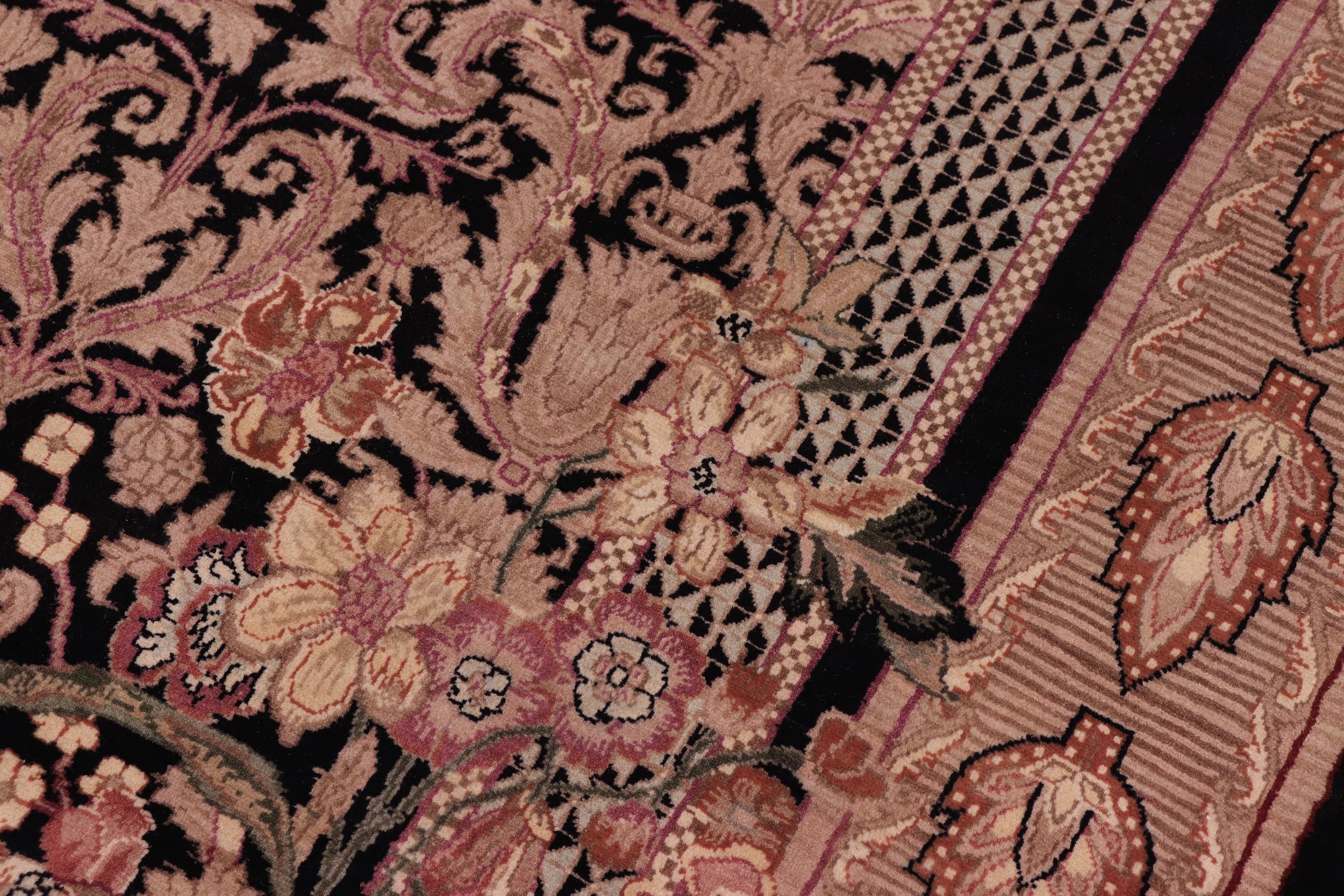 handmade Traditional Rasmi Romal Black Brown Hand Knotted RECTANGLE 100% WOOL area rug 8x11