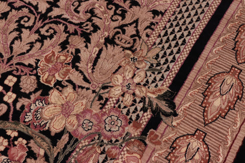 handmade Traditional Rasmi Romal Black Brown Hand Knotted RECTANGLE 100% WOOL area rug 8x11