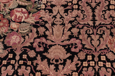 handmade Traditional Rasmi Romal Black Brown Hand Knotted RECTANGLE 100% WOOL area rug 8x11