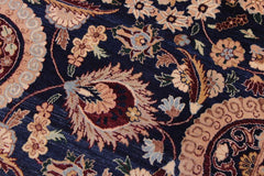 Semi-Antique Tabriz Cherilyn Blue/Aubergine Wool Rug - 9'0'' x 11'11''