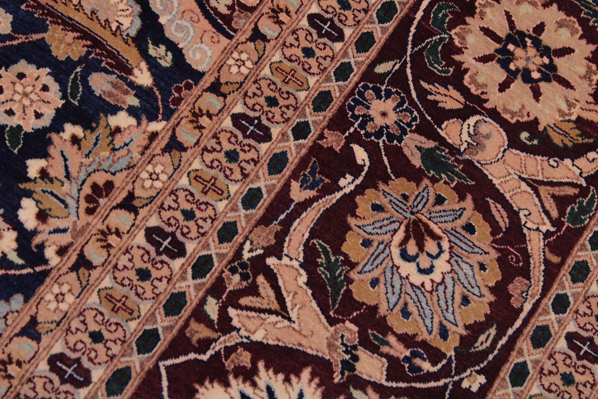 handmade Transitional Tabriz Blue Aubergine Hand Knotted RECTANGLE 100% WOOL area rug 9 x 12