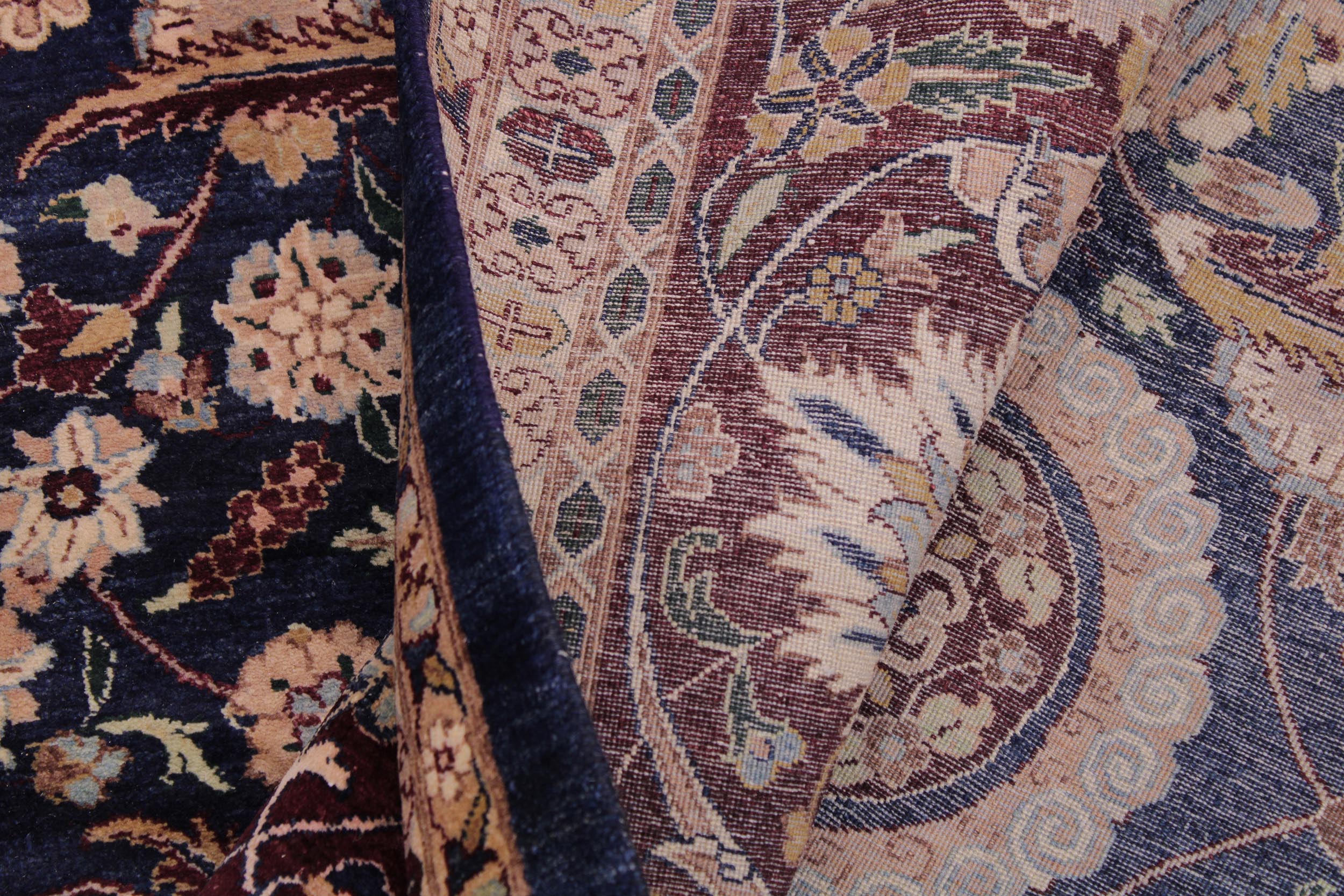 handmade Transitional Tabriz Blue Aubergine Hand Knotted RECTANGLE 100% WOOL area rug 9 x 12