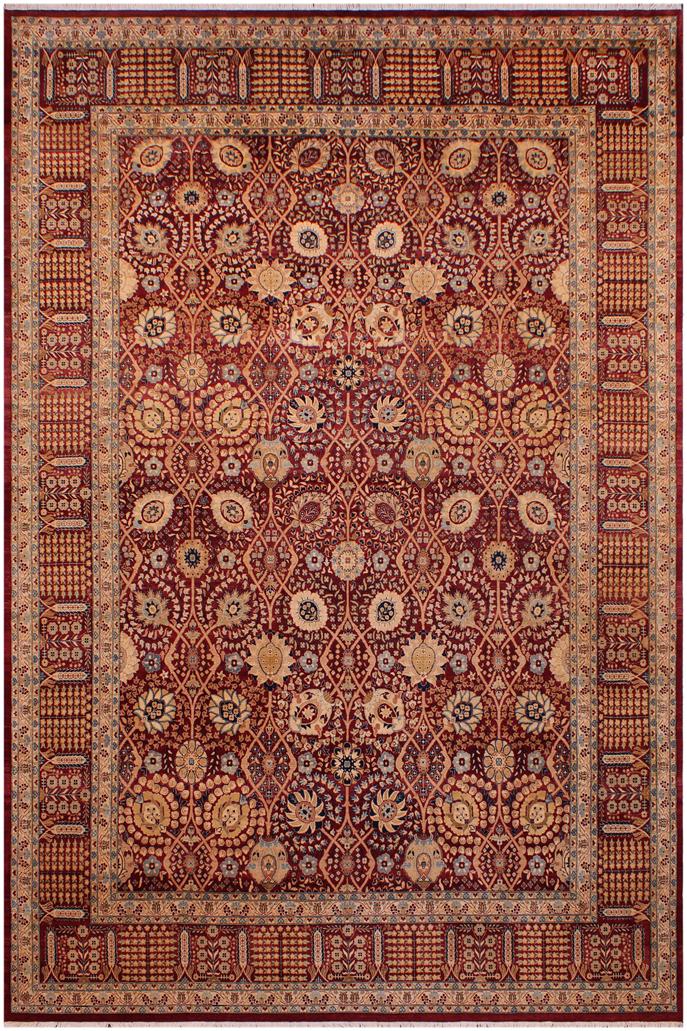 Traditional Tabriz Chang Drk. Red Drk. Red Hand Knotted Area rugs