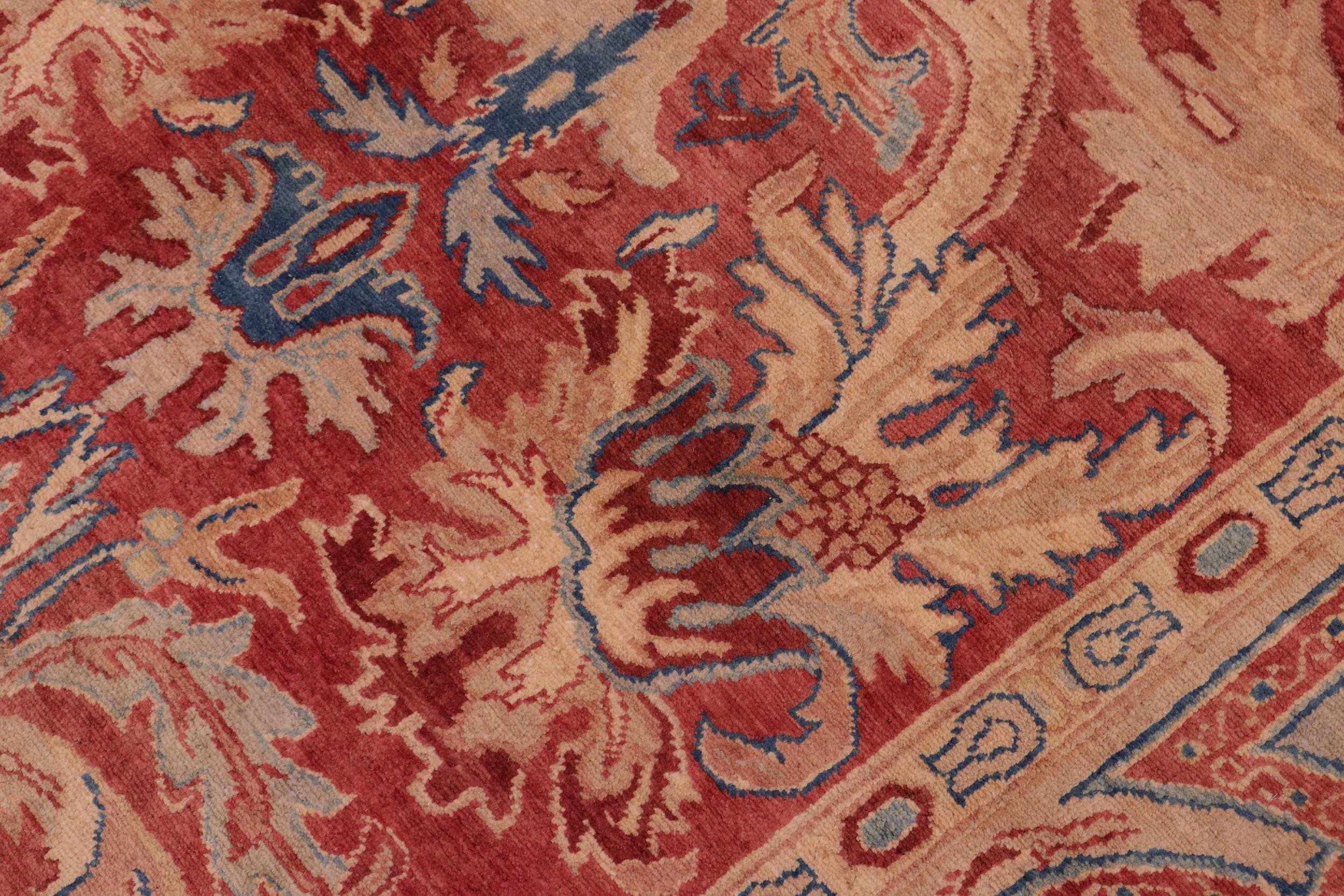 handmade Transitional Lahore Red Multi Hand Knotted RECTANGLE 100% WOOL area rug 10' x 13'