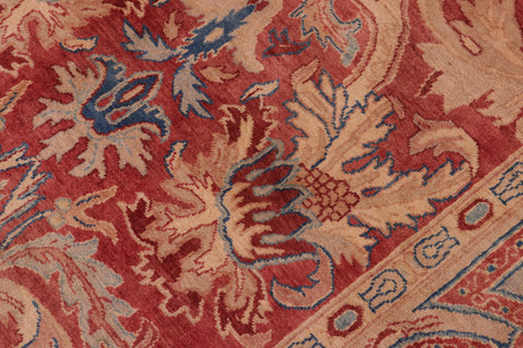 handmade Transitional Lahore Red Multi Hand Knotted RECTANGLE 100% WOOL area rug 10' x 13'