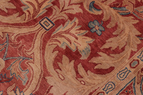 handmade Transitional Lahore Red Multi Hand Knotted RECTANGLE 100% WOOL area rug 10' x 13'