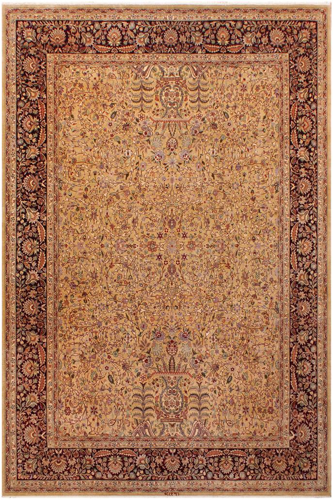 Traditional Lahore Armandin Gold Drk. Red Hand Knotted Area rugs 9 x 12