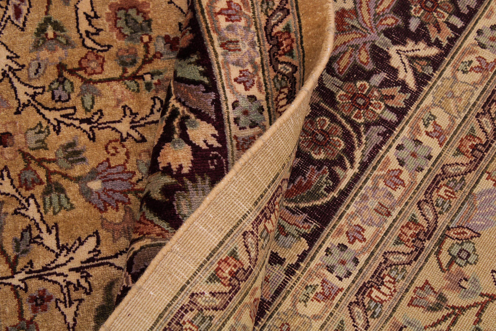 handmade Traditional Lahore Gold Drk. Red Hand Knotted RECTANGLE 100% WOOL area rug 9x12