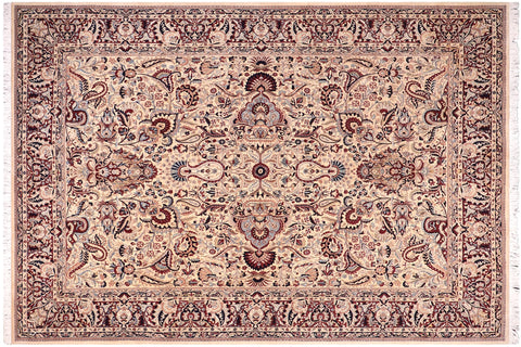 handmade Traditional  Ivory Red Hand Knotted RECTANGLE 100% WOOL area rug 10x14