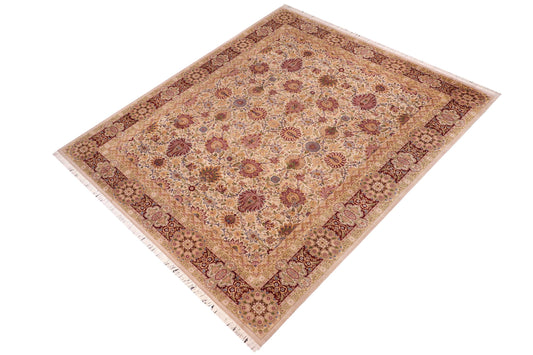 handmade Transitional Darwaish Tan Drk. Red Hand Knotted RECTANGLE 100% WOOL area rug 10x14