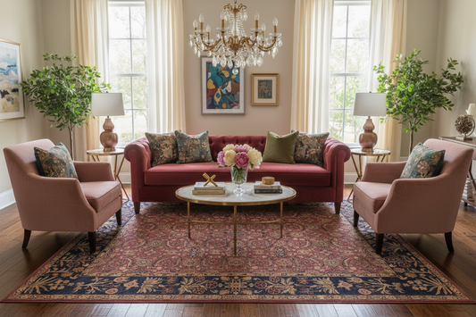 handmade Transitional Lahore Aubergine Blue Hand Knotted RECTANGLE 100% WOOL area rug 10' x 14'