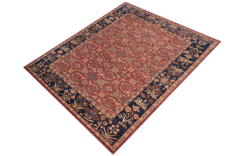 handmade Transitional Lahore Aubergine Blue Hand Knotted RECTANGLE 100% WOOL area rug 10' x 14'