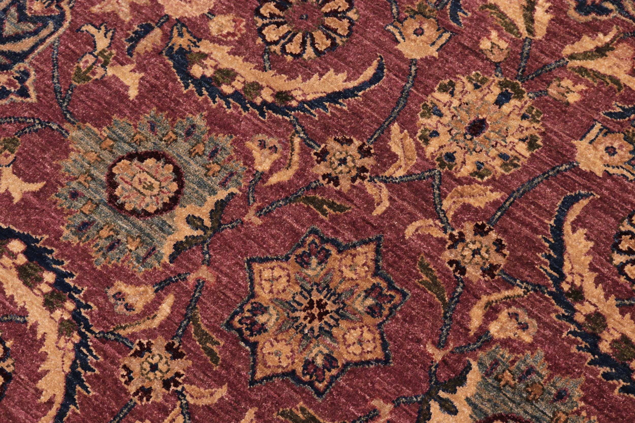 handmade Transitional Lahore Aubergine Blue Hand Knotted RECTANGLE 100% WOOL area rug 10' x 14'