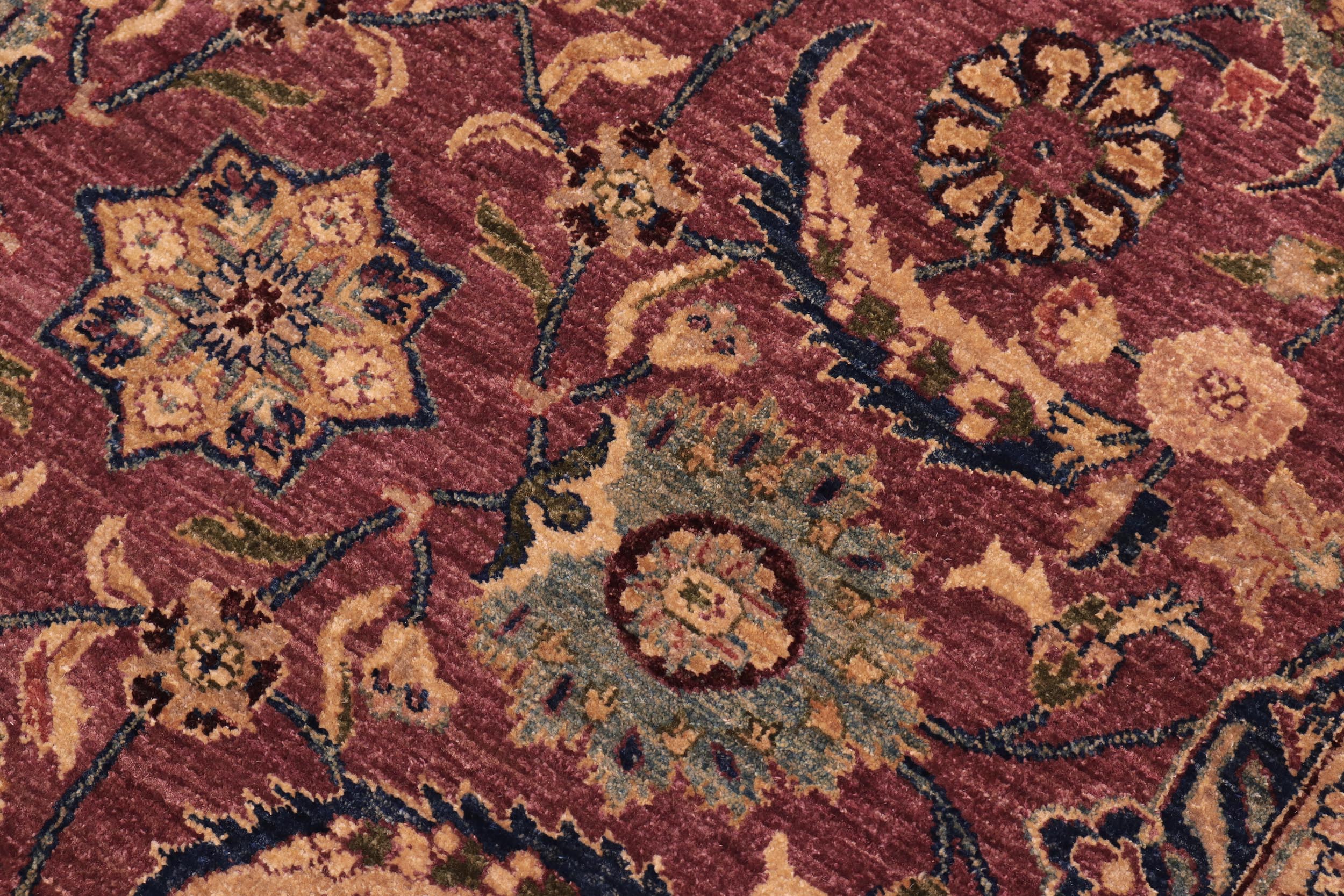 handmade Transitional Lahore Aubergine Blue Hand Knotted RECTANGLE 100% WOOL area rug 10' x 14'