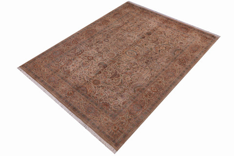 handmade Traditional  Tan Gold Hand Knotted RECTANGLE 100% WOOL area rug 10x15