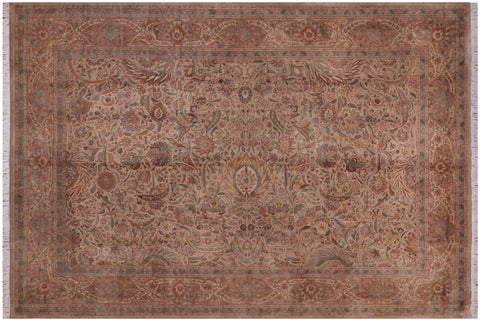 handmade Traditional  Tan Gold Hand Knotted RECTANGLE 100% WOOL area rug 10x15