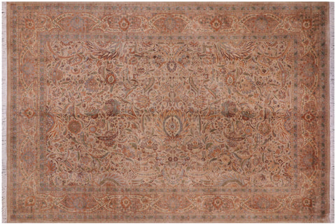 handmade Traditional  Tan Gold Hand Knotted RECTANGLE 100% WOOL area rug 10x15