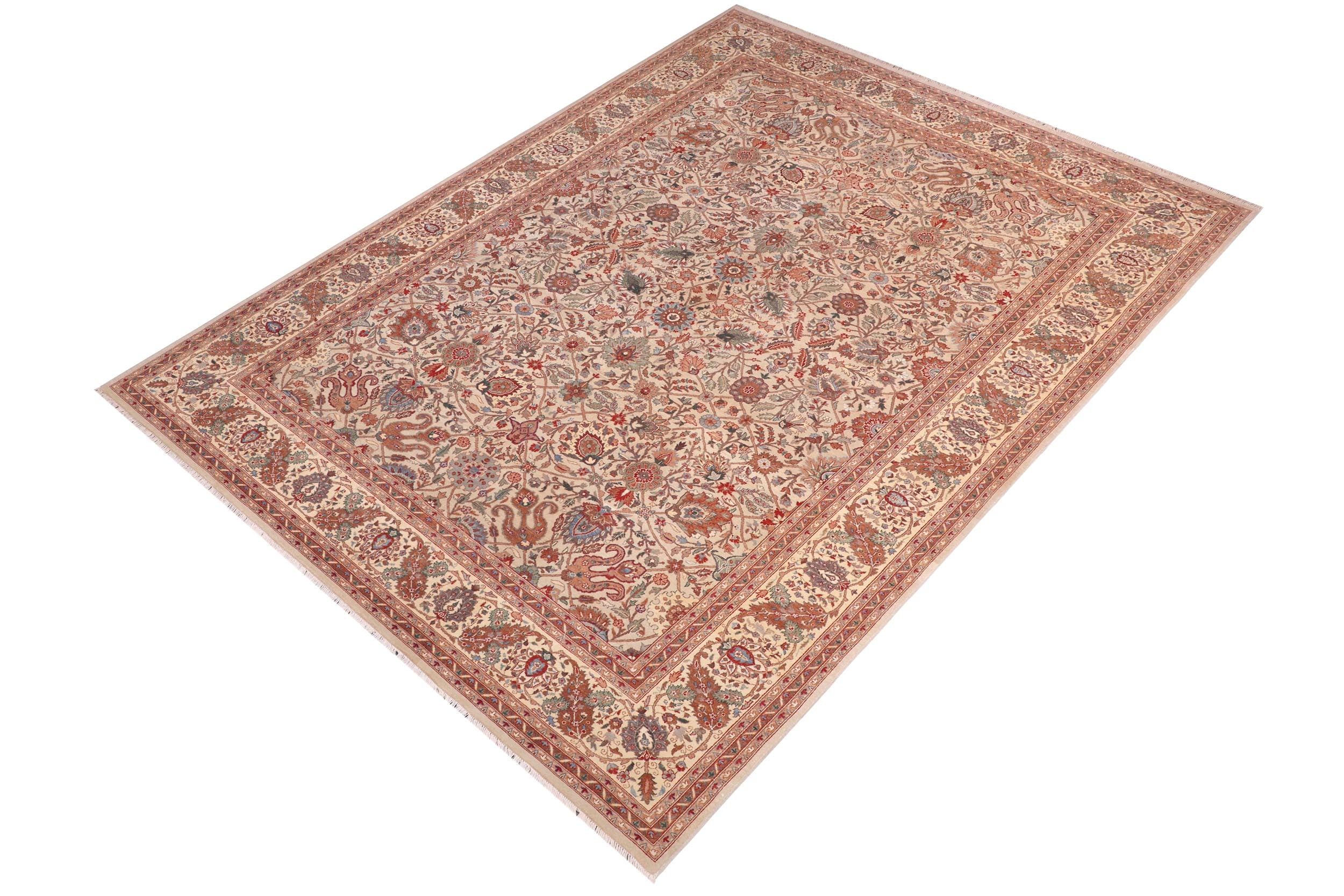 handmade Traditional  Lt. Gray Gold Hand Knotted RECTANGLE 100% WOOL area rug 10' x 14'